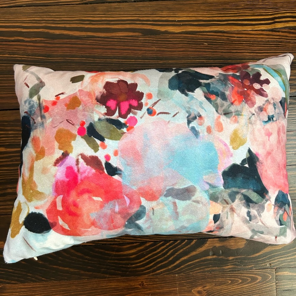 Society6 Floral Watercolor Pillow - Multicolor
